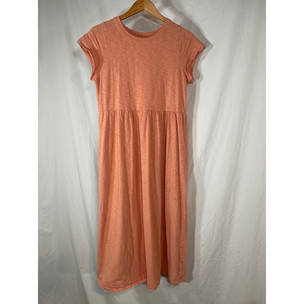 Universal Thread Coral Pink Cotton Slub Knit Short Sleeve Empire Midi Dress S